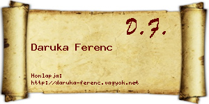 Daruka Ferenc névjegykártya